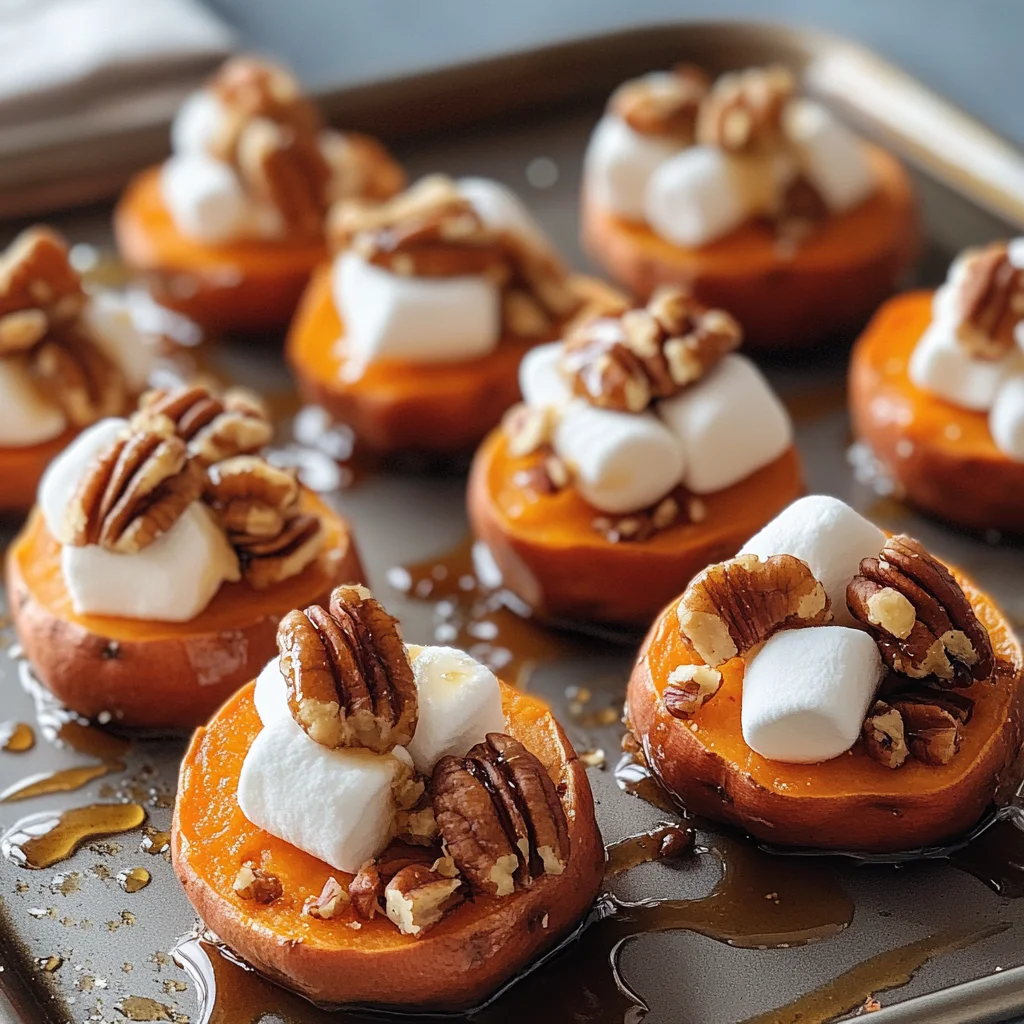 Sweet Potato Bites with Marshmallow, Pecans & Maple Butter Glaze