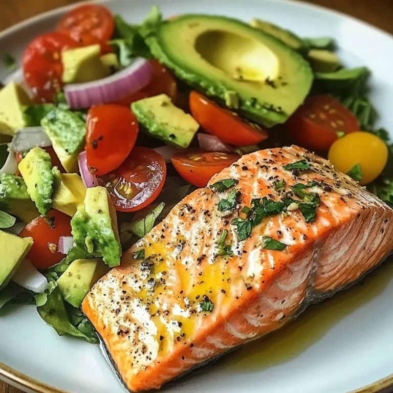Baked Salmon Fillet with Avocado & Tomato Salad