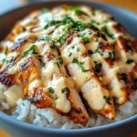 Chicken & Rice Bowls with Creamy Garlic Sauce
