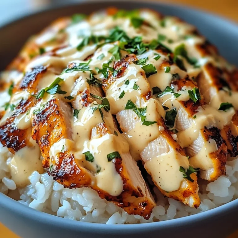 Chicken & Rice Bowls with Creamy Garlic Sauce