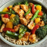 Colorful Chicken & Veggie Stir-Fry with Rice