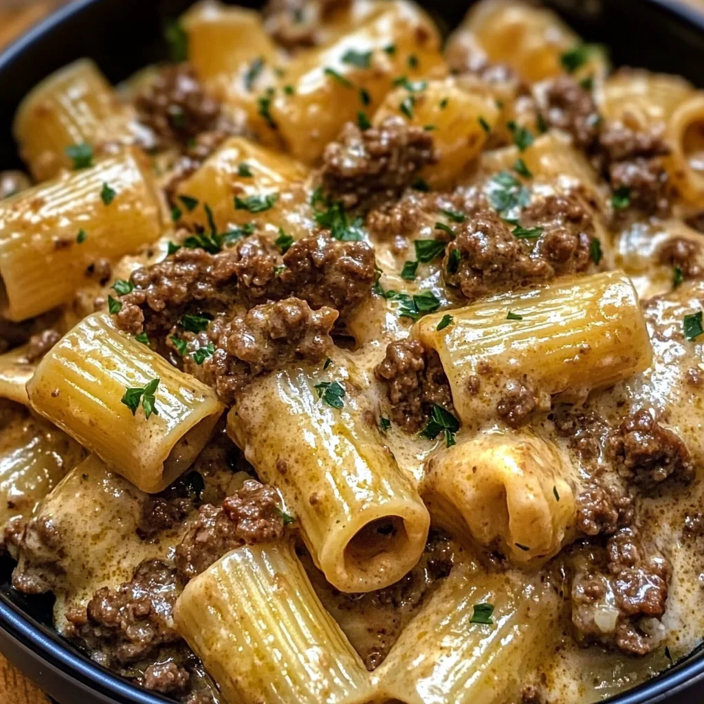 Creamy Garlic Beef Pasta