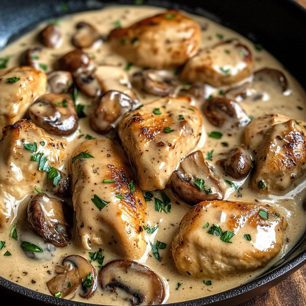 Creamy Garlic Mushroom Chicken Skillet