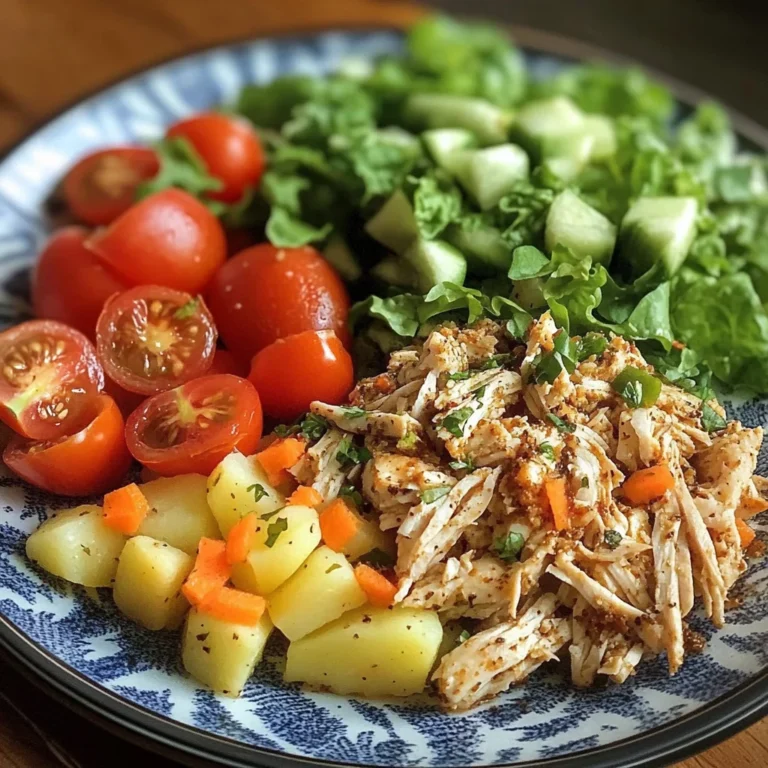 Herbed Potatoes with Shredded Chicken & Fresh Salad