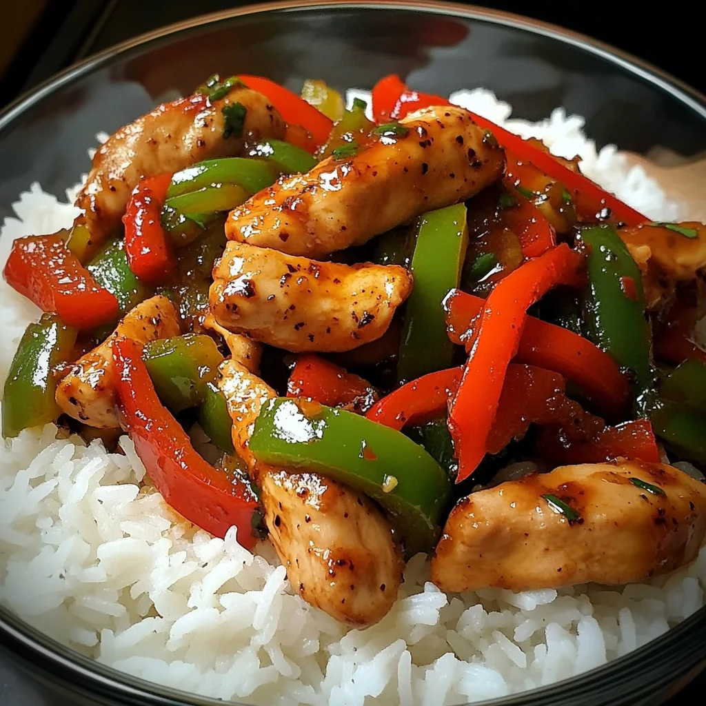 Spicy Pepper Chicken Stir-Fry with Rice